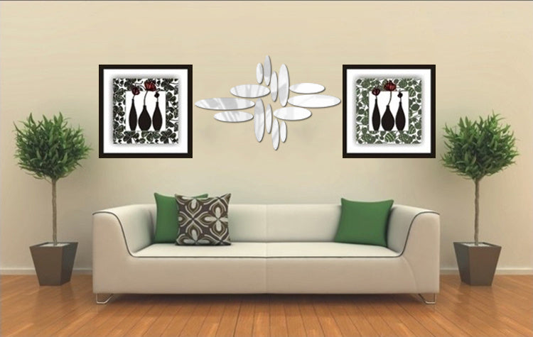 Oval Acrylic Mirror Home Wall Sticker Background Wall Decoration